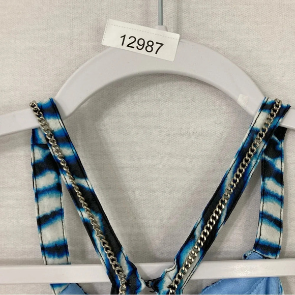 New Calvin Klein Blue Chevron Pleated Detail Evening Dress size 14 - Picture 12 of 12